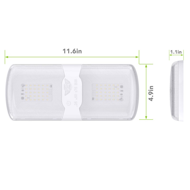 Leisure LED 5-Pack RV LED Ceiling Double Dome Light Fixture with Built in Dimmer Interior Lighting for Car/RV/Trailer/Camper/Boat 12V Natural White 4000-4500K 620 Lumen (5-Pack) - Image 2